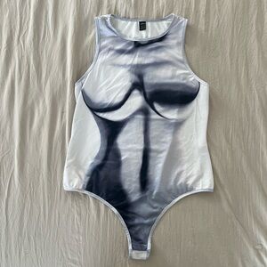 SHEIN Black and White Body Print Bodysuit